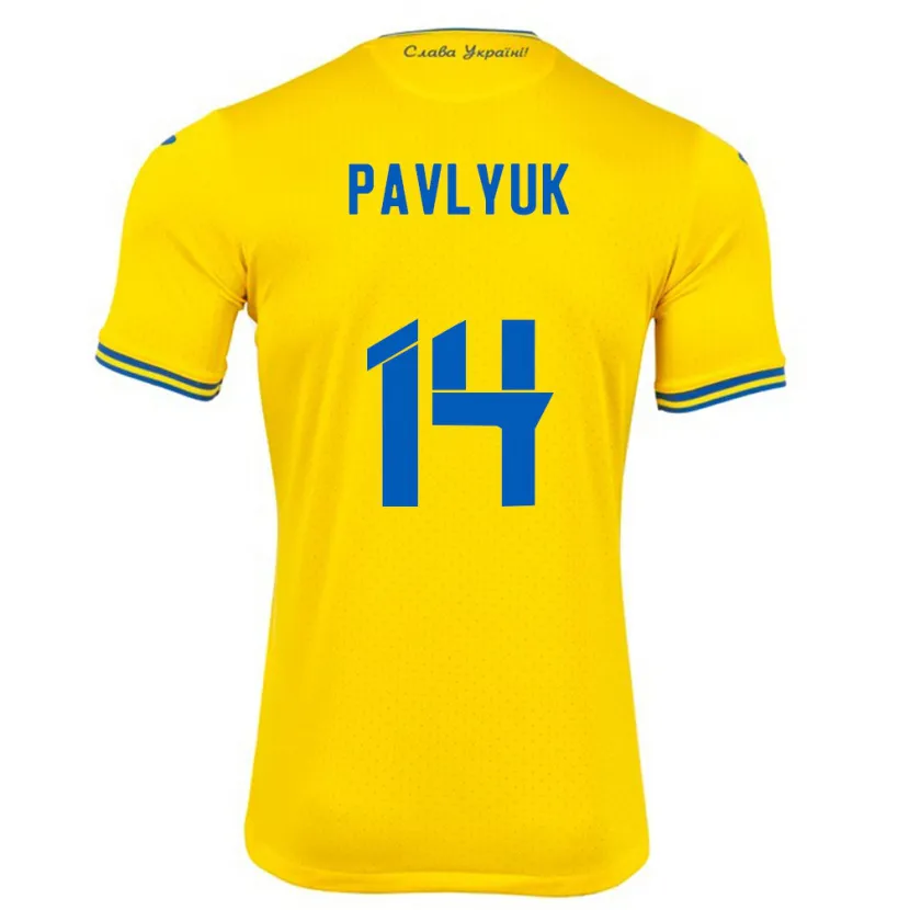 Danxen Męski Ukraina Yevgen Pavlyuk #14 Żółty Domowa Koszulka 24-26 Koszulki Klubowe