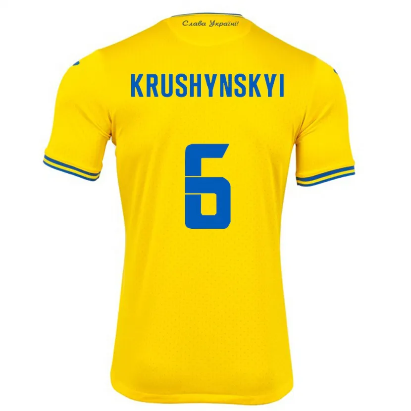 Danxen Męski Ukraina Borys Krushynskyi #6 Żółty Domowa Koszulka 24-26 Koszulki Klubowe