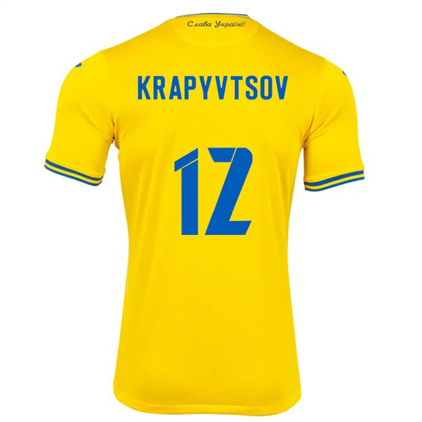 Danxen Męski Ukraina Vladyslav Krapyvtsov #12 Żółty Domowa Koszulka 24-26 Koszulki Klubowe