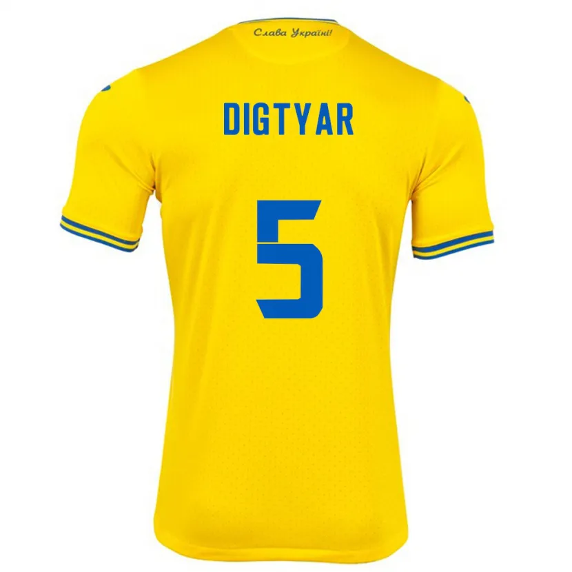 Danxen Męski Ukraina Kyrylo Digtyar #5 Żółty Domowa Koszulka 24-26 Koszulki Klubowe