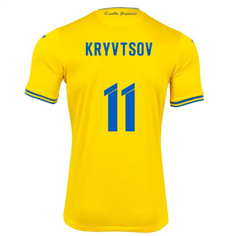 Danxen Męski Ukraina Nikita Kryvtsov #11 Żółty Domowa Koszulka 24-26 Koszulki Klubowe