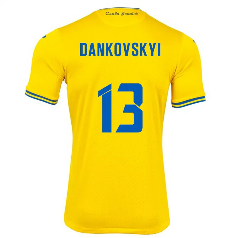 Danxen Męski Ukraina Yegor Dankovskyi #13 Żółty Domowa Koszulka 24-26 Koszulki Klubowe