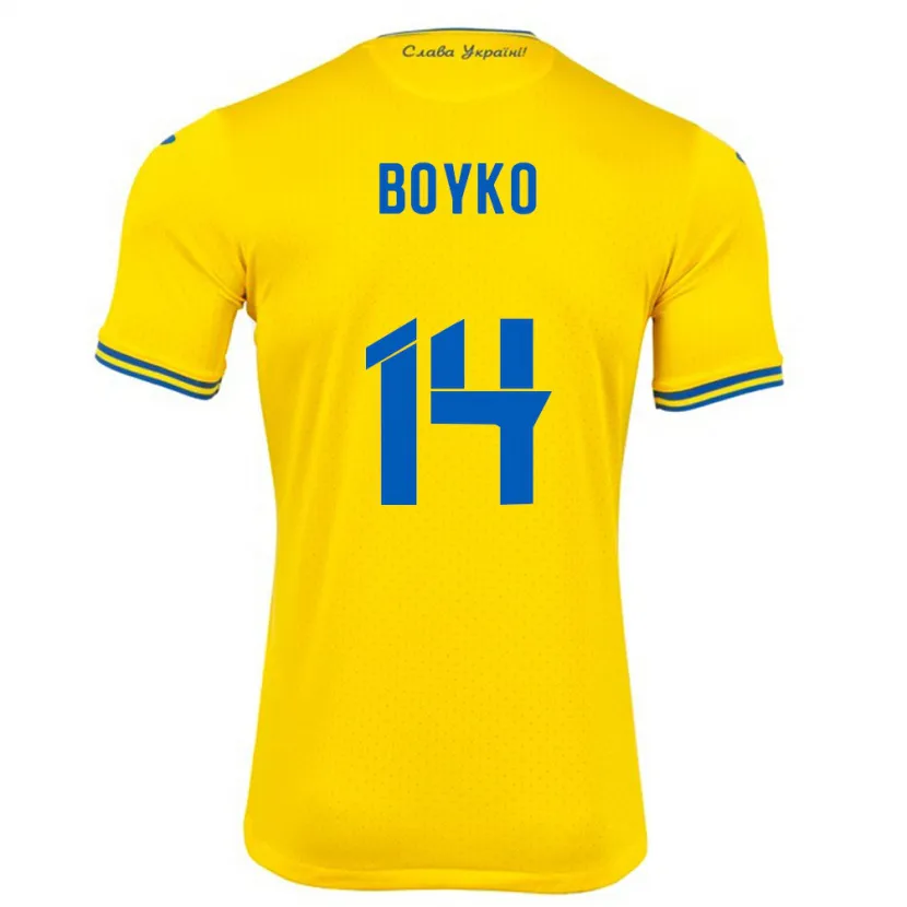 Danxen Męski Ukraina Evgen Boyko #14 Żółty Domowa Koszulka 24-26 Koszulki Klubowe