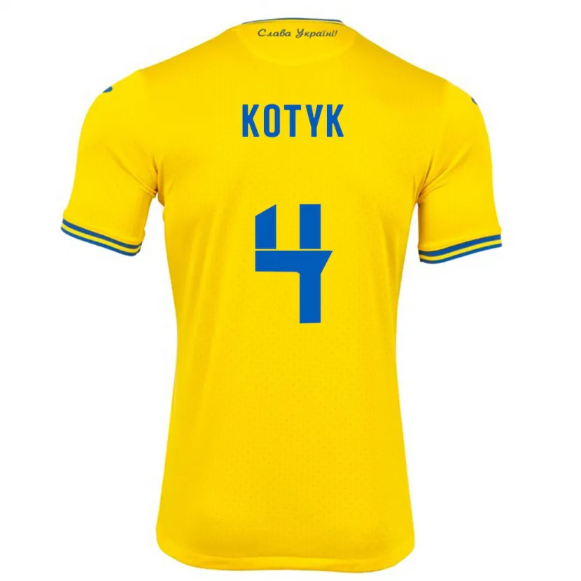 Danxen Męski Ukraina Yana Kotyk #4 Żółty Domowa Koszulka 24-26 Koszulki Klubowe