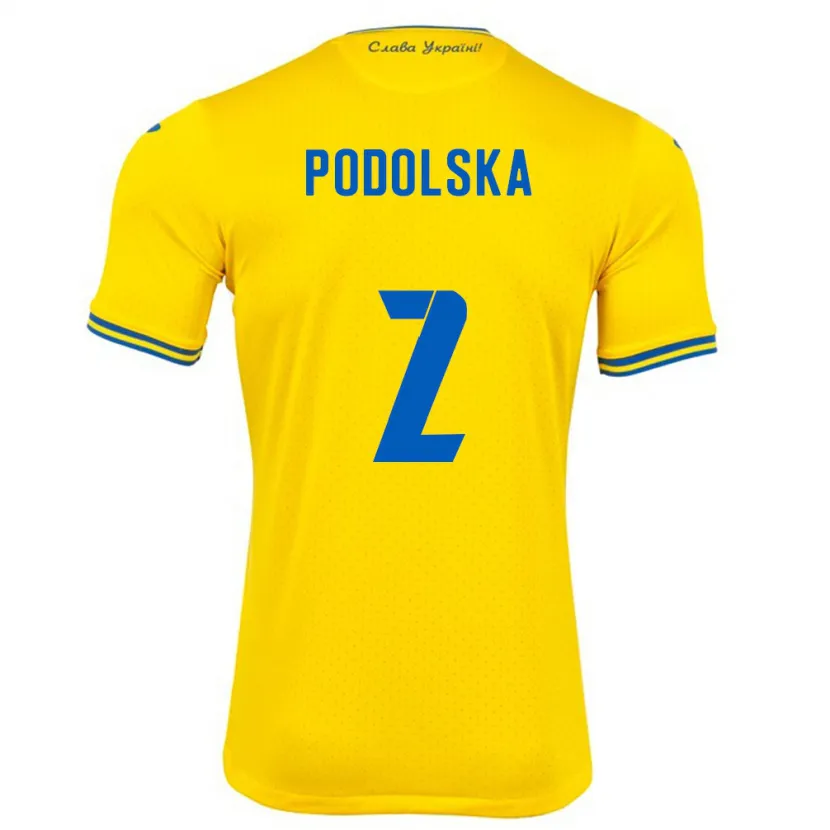 Danxen Męski Ukraina Iryna Podolska #2 Żółty Domowa Koszulka 24-26 Koszulki Klubowe