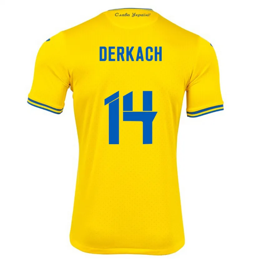 Danxen Męski Ukraina Yana Derkach #14 Żółty Domowa Koszulka 24-26 Koszulki Klubowe