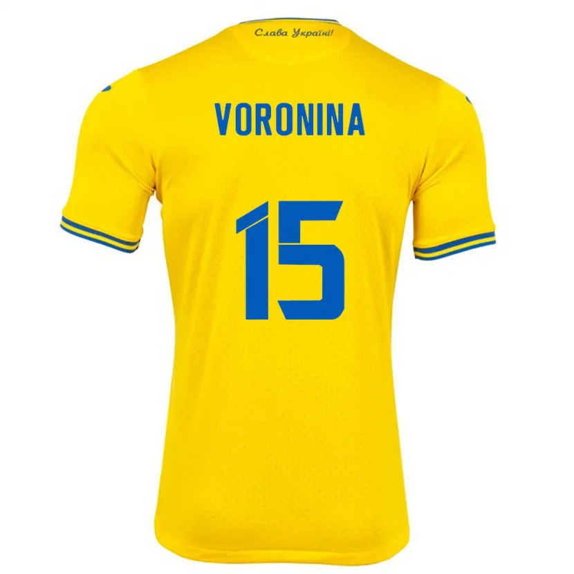 Danxen Męski Ukraina Anastasiya Voronina #15 Żółty Domowa Koszulka 24-26 Koszulki Klubowe