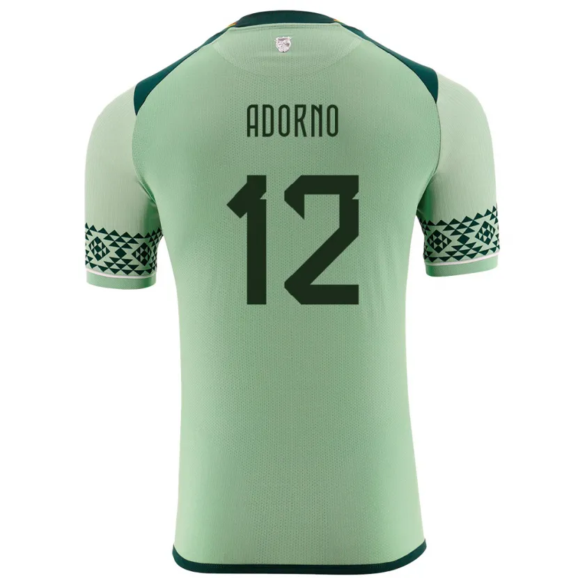Danxen Męski Boliwia Carlos Adorno #12 Jasnozielony Domowa Koszulka 24-26 Koszulki Klubowe