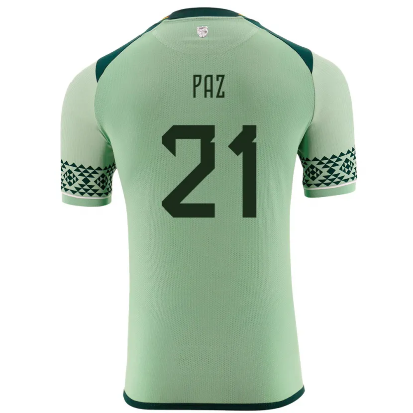 Danxen Męski Boliwia Luis Paz #21 Jasnozielony Domowa Koszulka 24-26 Koszulki Klubowe