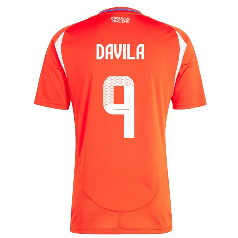 Danxen Męski Chile Víctor Dávila #9 Czerwony Domowa Koszulka 24-26 Koszulki Klubowe