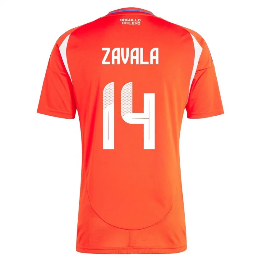 Danxen Męski Chile Cristián Zavala #14 Czerwony Domowa Koszulka 24-26 Koszulki Klubowe