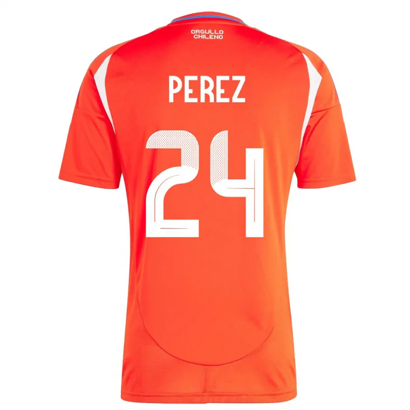 Danxen Męski Chile César Pérez #24 Czerwony Domowa Koszulka 24-26 Koszulki Klubowe