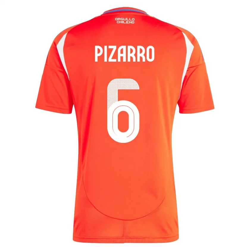 Danxen Męski Chile Vicente Pizarro #6 Czerwony Domowa Koszulka 24-26 Koszulki Klubowe