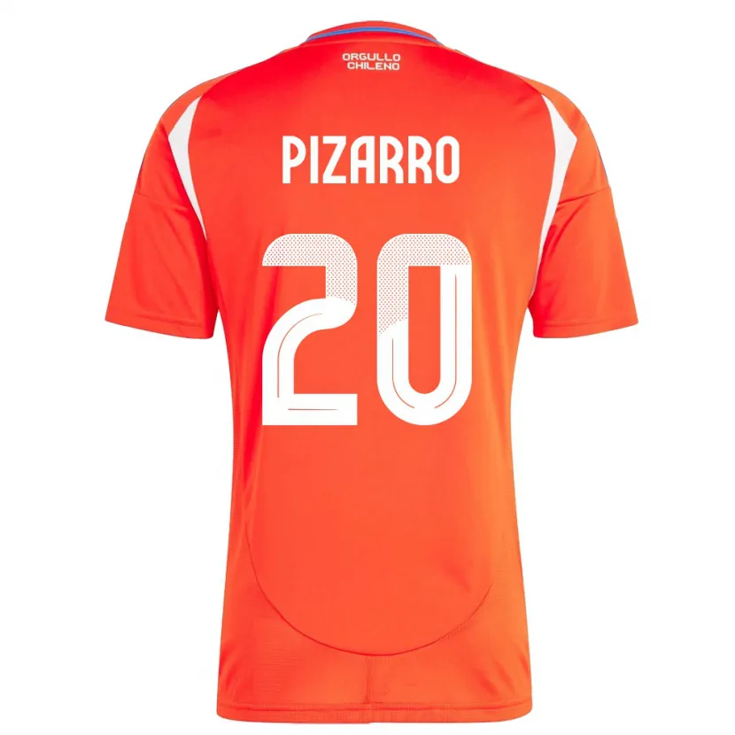 Danxen Męski Chile Damián Pizarro #20 Czerwony Domowa Koszulka 24-26 Koszulki Klubowe