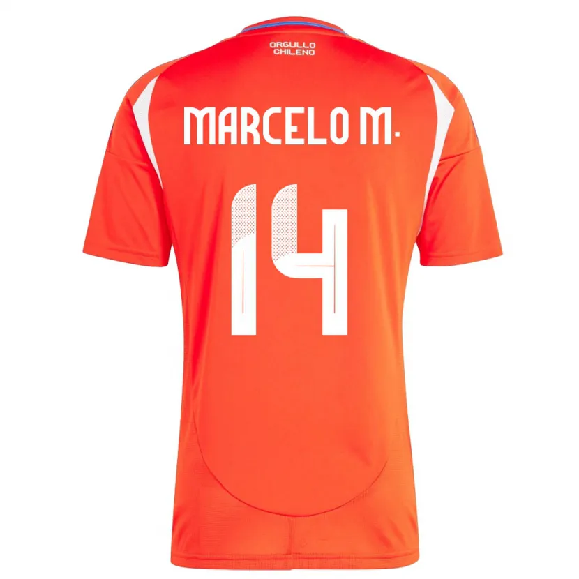 Danxen Męski Chile Marcelo Morales #14 Czerwony Domowa Koszulka 24-26 Koszulki Klubowe