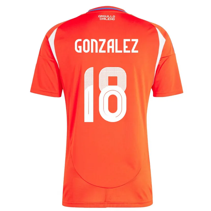 Danxen Męski Chile Bryan González #18 Czerwony Domowa Koszulka 24-26 Koszulki Klubowe