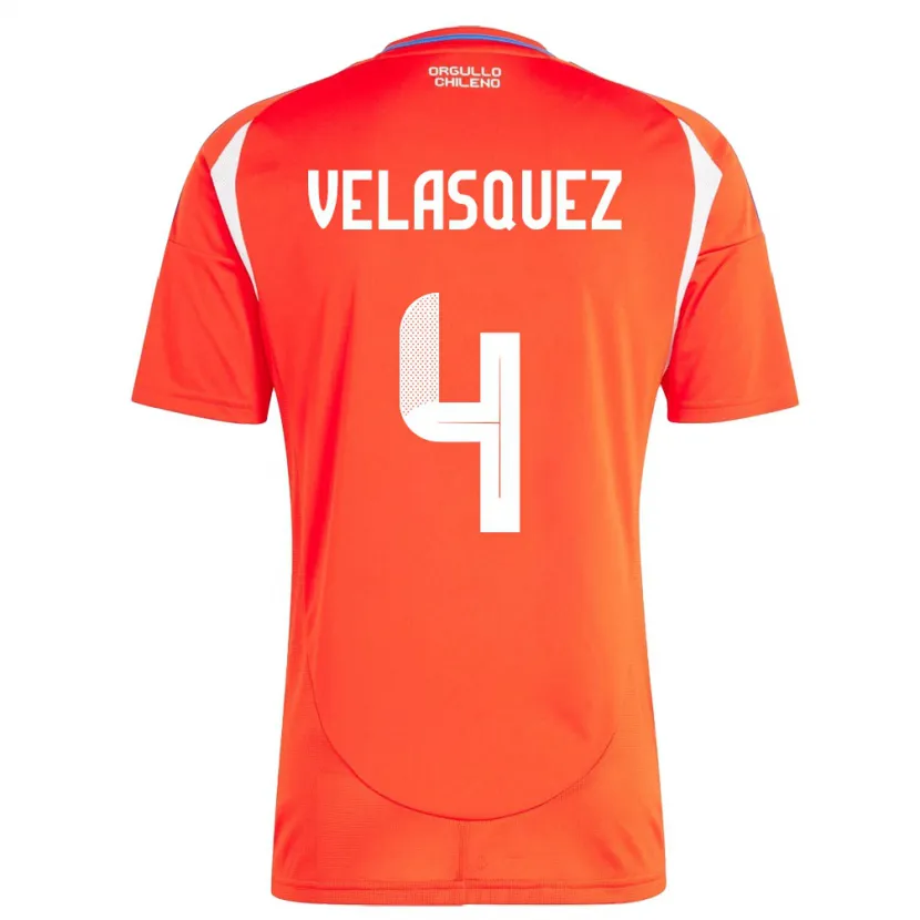 Danxen Męski Chile Lucas Velásquez #4 Czerwony Domowa Koszulka 24-26 Koszulki Klubowe