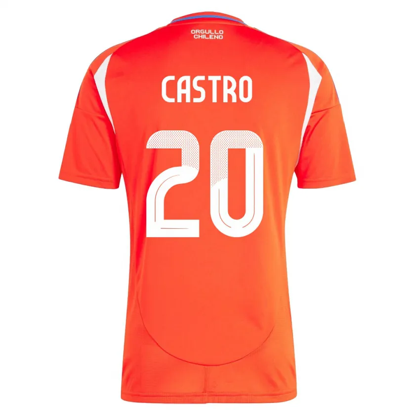 Danxen Męski Chile Benjamín Castro #20 Czerwony Domowa Koszulka 24-26 Koszulki Klubowe