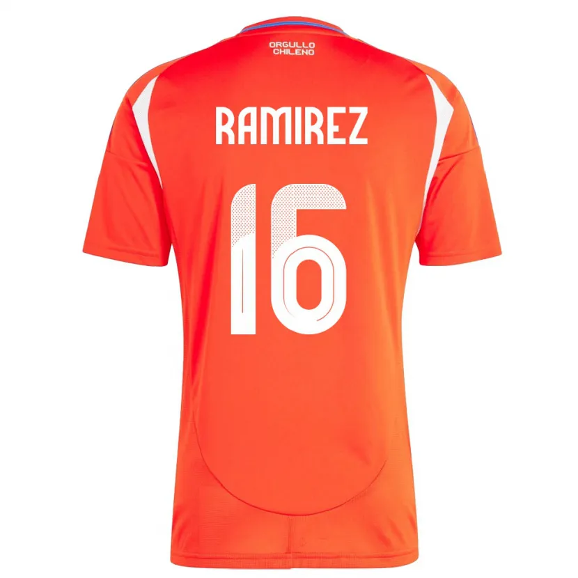 Danxen Męski Chile Vicente Ramírez #16 Czerwony Domowa Koszulka 24-26 Koszulki Klubowe