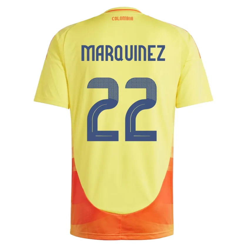 Danxen Męski Kolumbia Luis Marquinez #22 Żółty Domowa Koszulka 24-26 Koszulki Klubowe