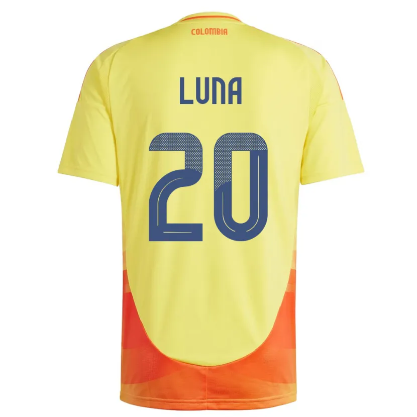 Danxen Męski Kolumbia Daniel Luna #20 Żółty Domowa Koszulka 24-26 Koszulki Klubowe