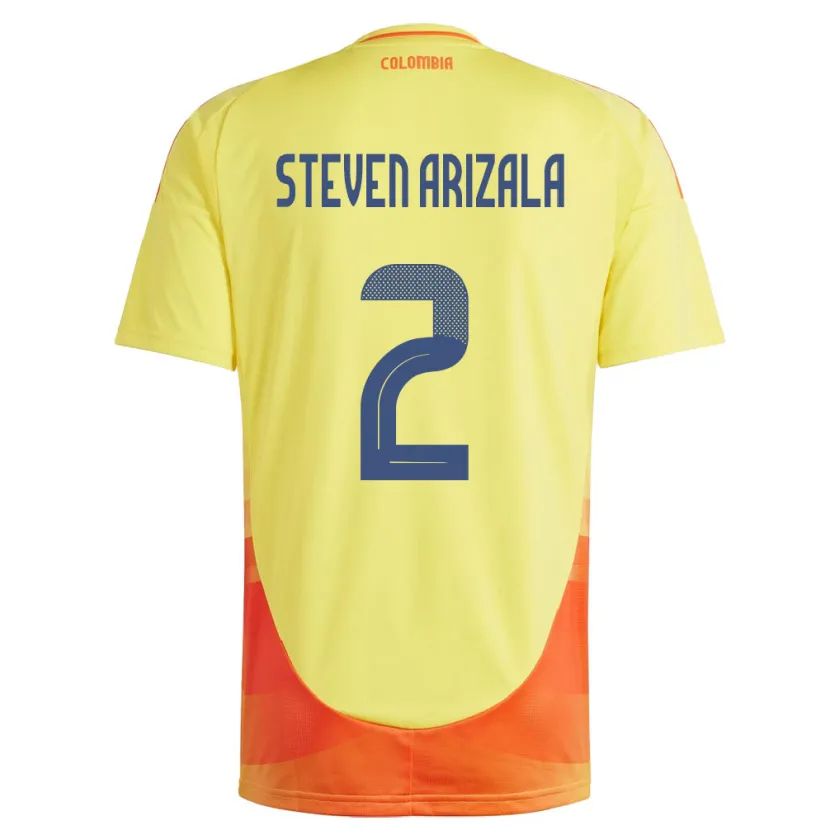 Danxen Męski Kolumbia Elver Steven Arizala #2 Żółty Domowa Koszulka 24-26 Koszulki Klubowe