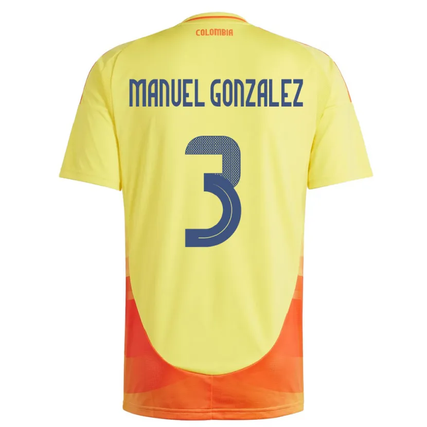 Danxen Męski Kolumbia Carlos Manuel González #3 Żółty Domowa Koszulka 24-26 Koszulki Klubowe