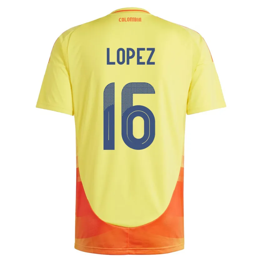 Danxen Męski Kolumbia William López #16 Żółty Domowa Koszulka 24-26 Koszulki Klubowe