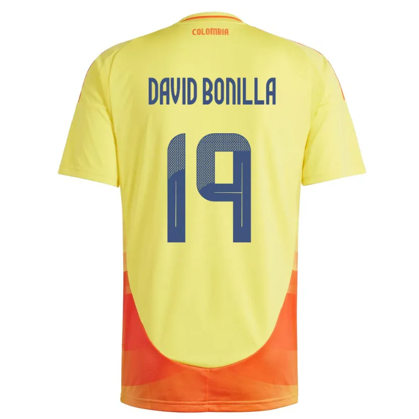 Danxen Męski Kolumbia Juan David Bonilla #19 Żółty Domowa Koszulka 24-26 Koszulki Klubowe