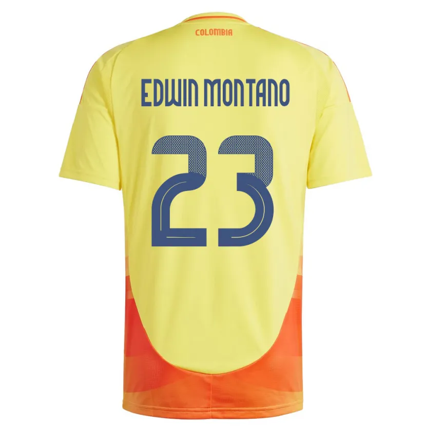 Danxen Męski Kolumbia John Edwin Montaño #23 Żółty Domowa Koszulka 24-26 Koszulki Klubowe