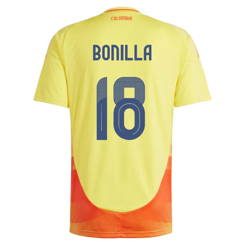 Danxen Męski Kolumbia Wendy Bonilla #18 Żółty Domowa Koszulka 24-26 Koszulki Klubowe