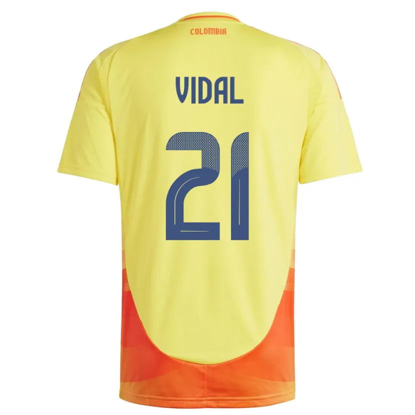 Danxen Męski Kolumbia Ingrid Vidal #21 Żółty Domowa Koszulka 24-26 Koszulki Klubowe