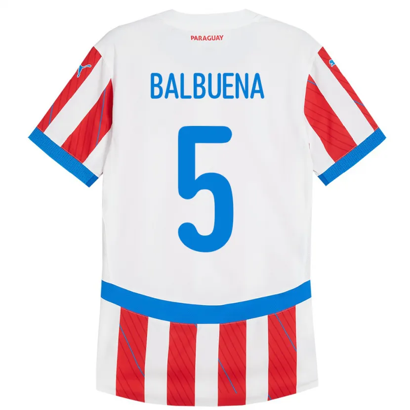 Danxen Męski Paragwaj Fabián Balbuena #5 Biało - Czerwony Domowa Koszulka 24-26 Koszulki Klubowe