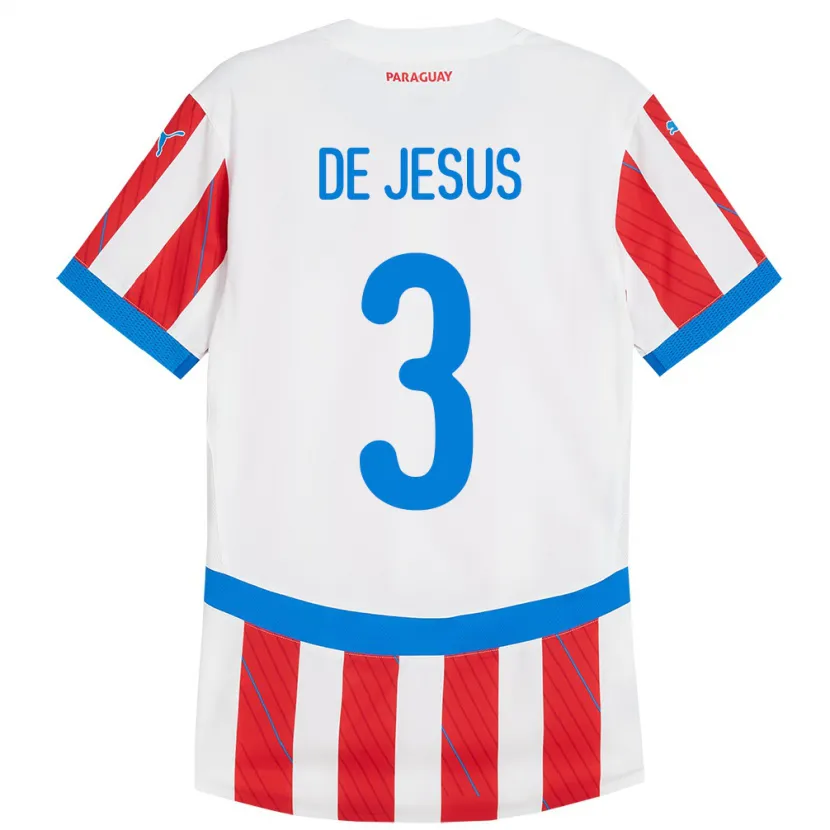 Danxen Męski Paragwaj Ronaldo De Jesús #3 Biało - Czerwony Domowa Koszulka 24-26 Koszulki Klubowe