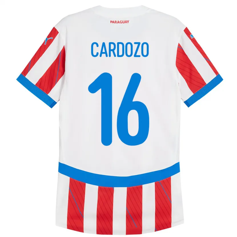 Danxen Męski Paragwaj Juan Cardozo #16 Biało - Czerwony Domowa Koszulka 24-26 Koszulki Klubowe