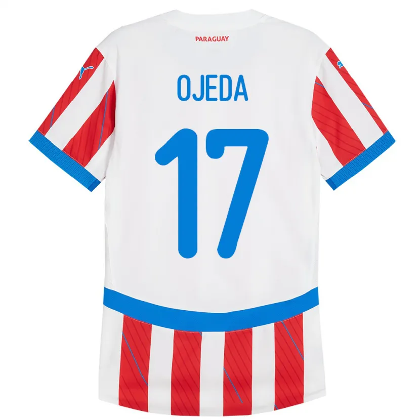 Danxen Męski Paragwaj Deisy Ojeda #17 Biało - Czerwony Domowa Koszulka 24-26 Koszulki Klubowe