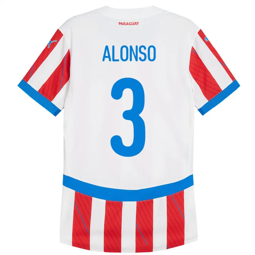 Danxen Męski Paragwaj Lorena Alonso #3 Biało - Czerwony Domowa Koszulka 24-26 Koszulki Klubowe