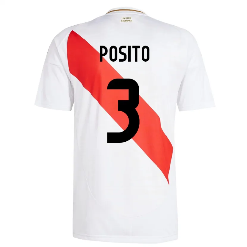 Danxen Męski Peru Alejandro Pósito #3 Biały Domowa Koszulka 24-26 Koszulki Klubowe