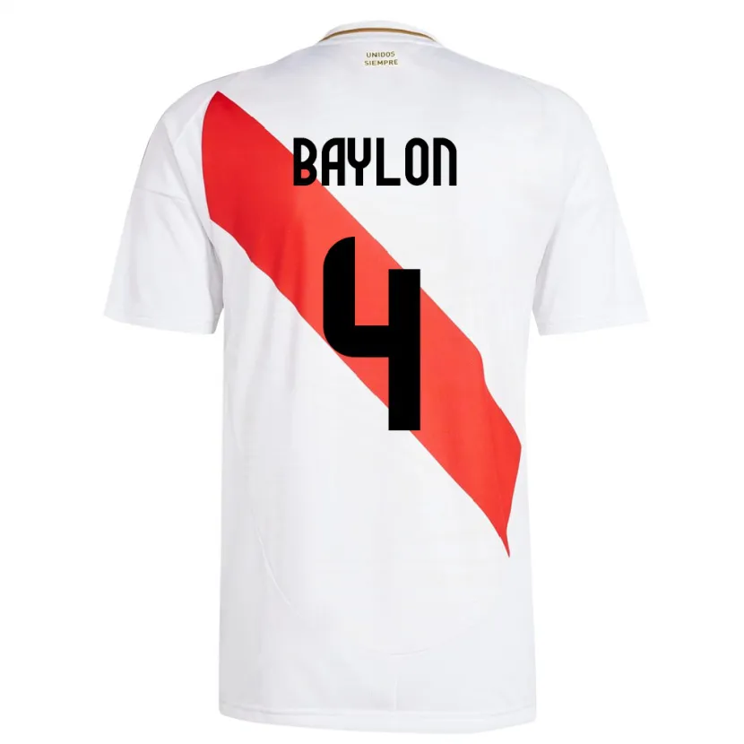 Danxen Męski Peru Luis Baylón #4 Biały Domowa Koszulka 24-26 Koszulki Klubowe