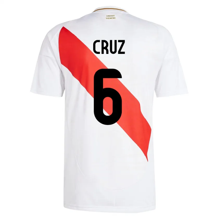 Danxen Męski Peru Esteban Cruz #6 Biały Domowa Koszulka 24-26 Koszulki Klubowe