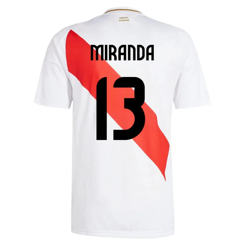 Danxen Męski Peru Yoselin Miranda #13 Biały Domowa Koszulka 24-26 Koszulki Klubowe