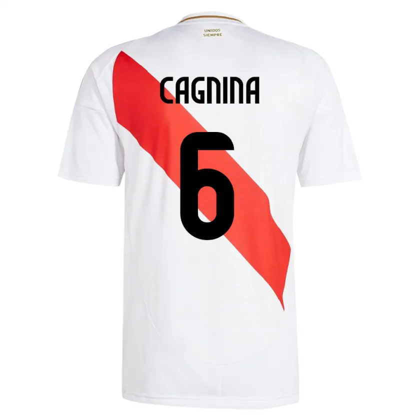 Danxen Męski Peru Claudia Cagnina #6 Biały Domowa Koszulka 24-26 Koszulki Klubowe