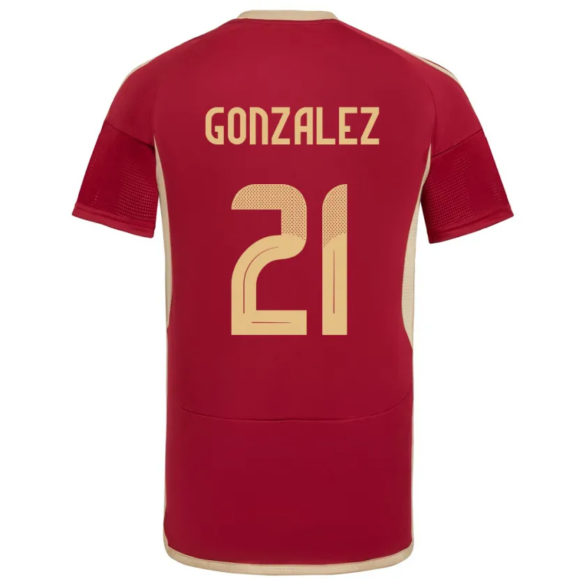 Danxen Męski Wenezuela Alexander González #21 Burgundia Domowa Koszulka 24-26 Koszulki Klubowe