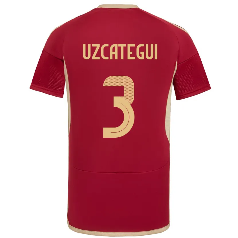 Danxen Męski Wenezuela Rafael Uzcátegui #3 Burgundia Domowa Koszulka 24-26 Koszulki Klubowe