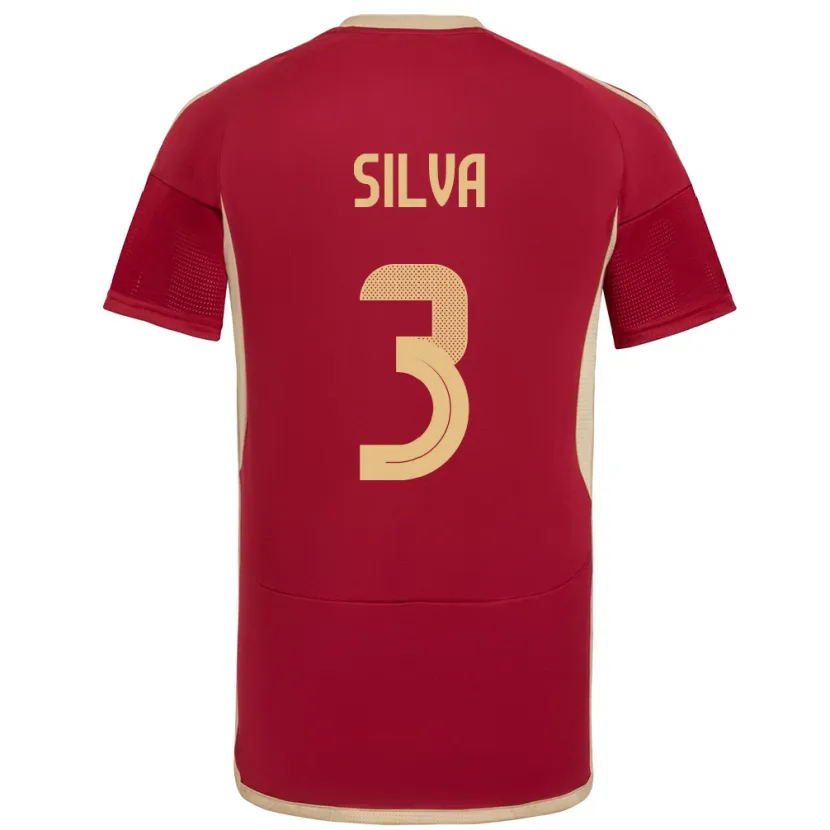 Danxen Męski Wenezuela Santiago Silva #3 Burgundia Domowa Koszulka 24-26 Koszulki Klubowe