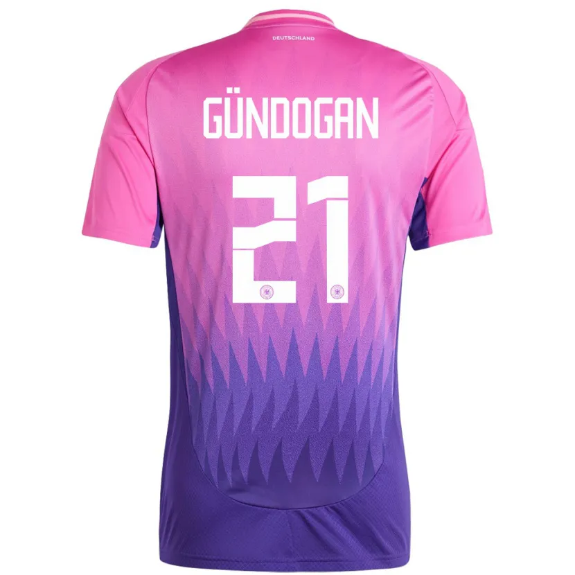 Danxen Męski Niemcy Ilkay Gundogan #21 Różowy Fiolet Wyjazdowa Koszulka 24-26 Koszulki Klubowe