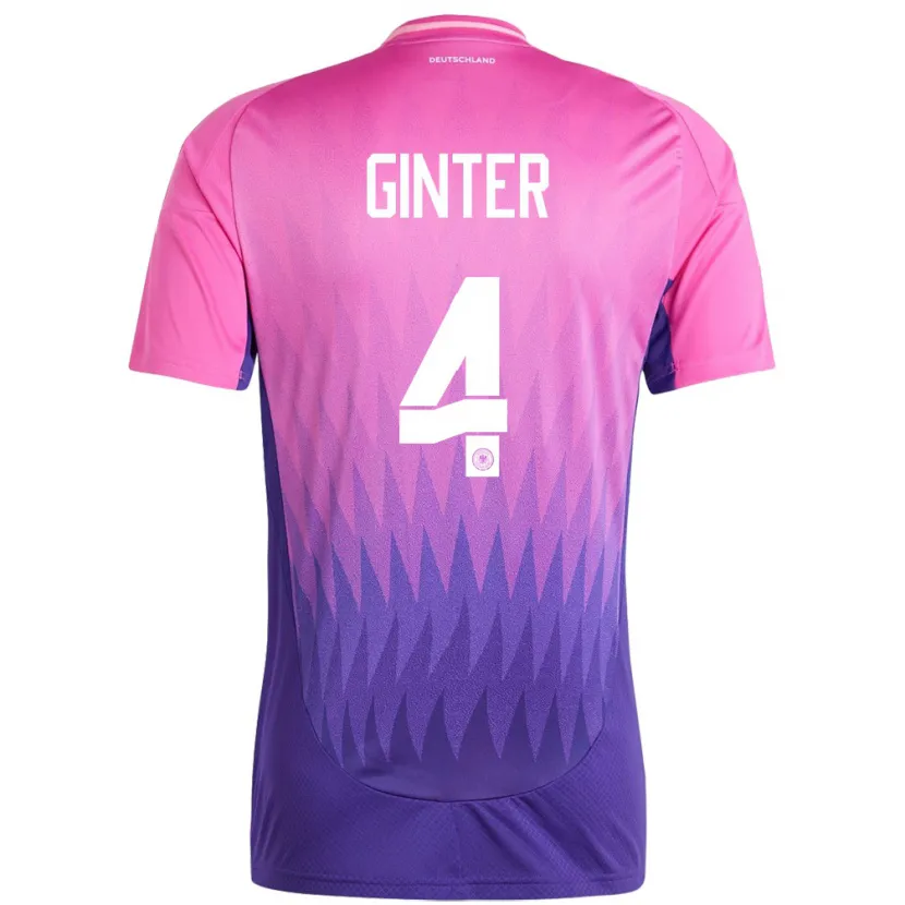 Danxen Męski Niemcy Matthias Ginter #4 Różowy Fiolet Wyjazdowa Koszulka 24-26 Koszulki Klubowe
