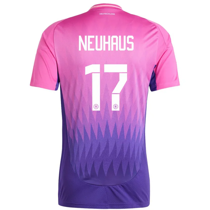 Danxen Męski Niemcy Florian Neuhaus #17 Różowy Fiolet Wyjazdowa Koszulka 24-26 Koszulki Klubowe