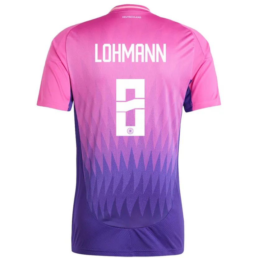 Danxen Męski Niemcy Sydney Lohmann #8 Różowy Fiolet Wyjazdowa Koszulka 24-26 Koszulki Klubowe