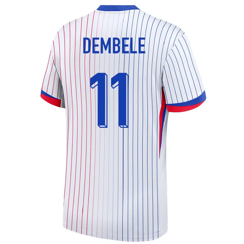 Danxen Męski Francja Ousmane Dembele #11 Biały Wyjazdowa Koszulka 24-26 Koszulki Klubowe